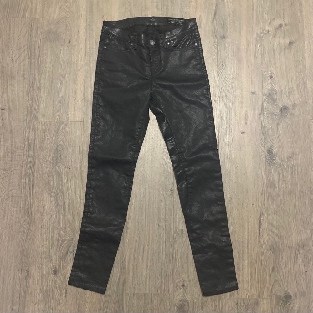 ALL SAINTS PETROL BRODIE SHIMMER BLACK JEANS, 27